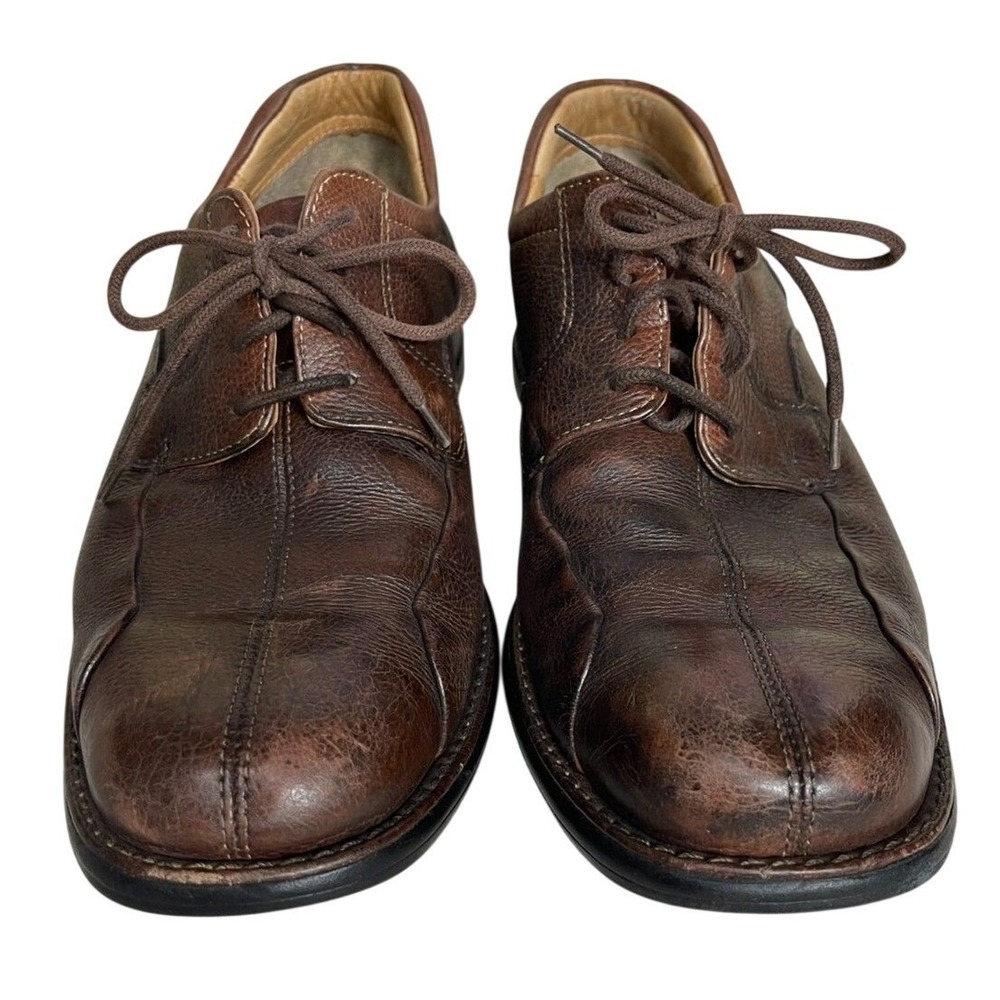 Johnston & Murphy Brown Leather Oxford 9.5 M Bicycle Toe Sheepskin Lining